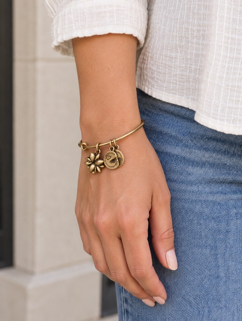 Alex & Ani Lotus Blossom Charm Bangle Bracelet